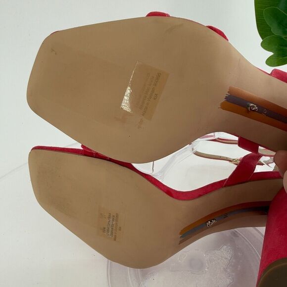 Sam Edelman Womens Kia Sandals Block Heel Strappy Pink Suede Square Toe Size 10 - Picture 13 of 16